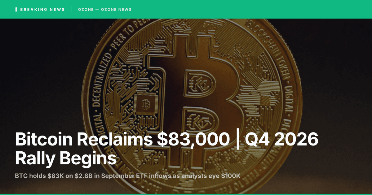 Bitcoin reclaims $83,000 Q4 2026 rally spot ETF inflows