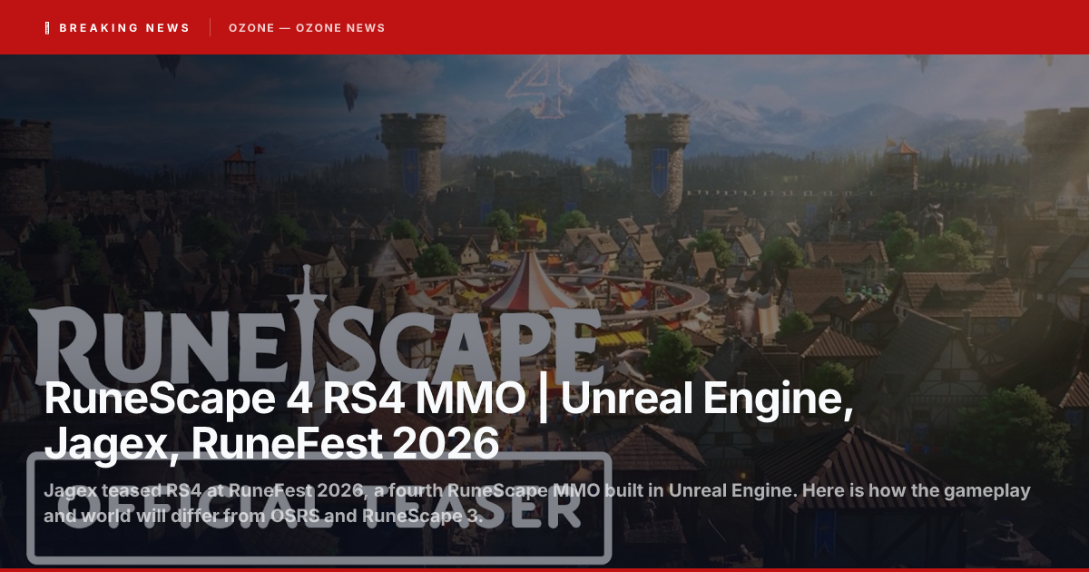 RuneScape 4 RS4 MMO | Unreal Engine, Jagex, RuneFest 2026